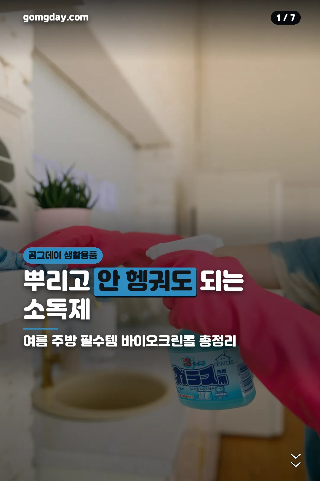 바이오크린콜 헹굼 없는 주방 소독 카드뉴스 표지